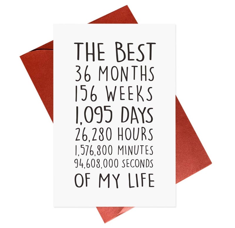 Gonzey 3 Year Anniversary Cards,Sweet 3rd Anniversary Card For Her or Him - Image 1